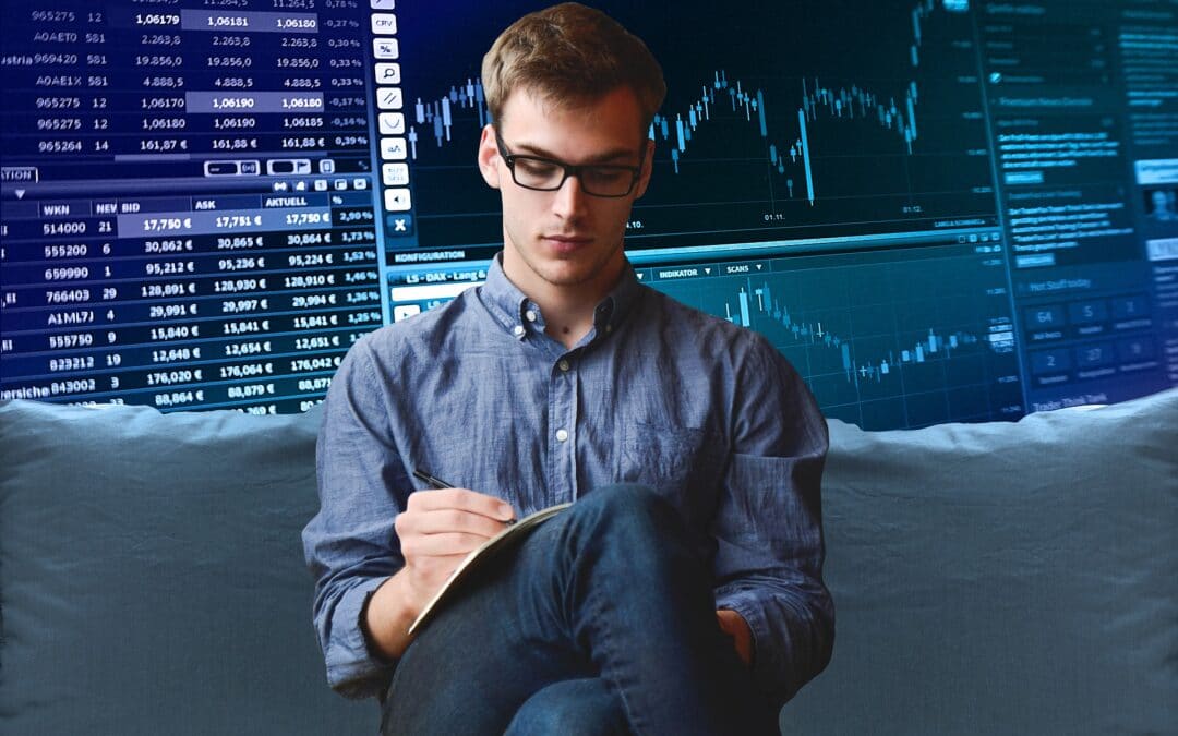 man reading stock charts